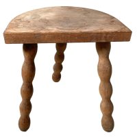 Vintage French Stool Chair Seat Wooden Milking Kitchen Table D Shaped Seat Bobbin Leg Plant Rest Stand Plinth Tabouret c1970’s Vintage French Stool Chair Seat Wooden Milking Kitchen Table D Shaped Seat Bobbin Leg Plant Rest Stand Plinth Tabouret c1970's