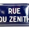 Vintage French Original Iron Convex Enamel Street Sign Rue Du Zenith Metal Road Display Promotional c1970-80's