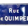 Vintage French Original Iron Convex Enamel Street Sign Rue De Quimper Metal Road Display Promotional c1970-80's