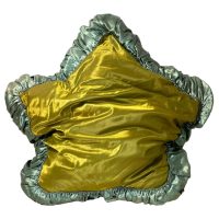 Vintage French Hand Made Green Satin Star Cased Fancy Cushion Pillow Cover Pillows Bed Chair Sofa circa 1970's