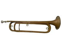 Vintage French Traditional Brass Hunting Horn instrument warning call hunt master hounds bashed bruised circa 1950-60's