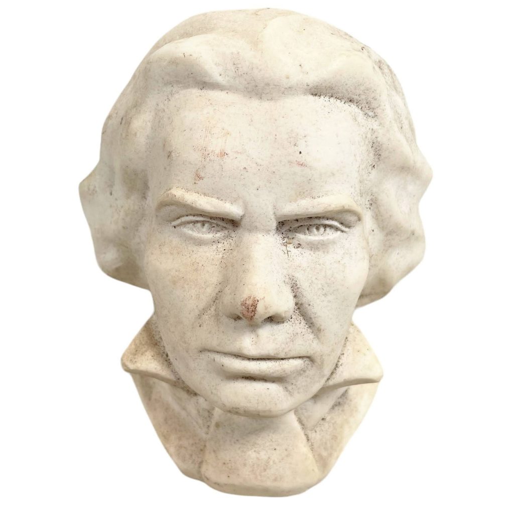 Vintage French Beethoven Plaster Reproduction Of Original Bust Decor circa 1940-50’s