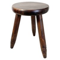 Vintage French Simple Small Stool Table Wooden Wood Chair Seat Side Stand Flower Pot Display Shelf Prop Tabouret circa 1970's