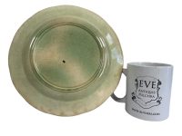 Alternative view of Vintage French Leaf Decorated Hand Painted Dish Plate Aqua Green Blue Green Serving Plate Wall Hanging c1940-50's