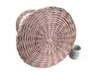 Alternative view of Vintage French Stool Wicker Rattan Woven Plinth Stand Display Seating Conservatory Painted Pink Plant Pot Stand Tabouret c1980-90's