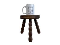 Alternative view of Stool Vintage French Small Chunky Tripod Bobbin Style Leg Chair Wood Milking Kitchen Table Plant Rest Stand Plinth Tabouret c1950-60's