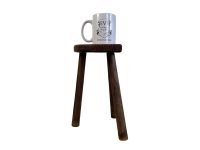 Alternative view of Stool Vintage French Wooden Wood Milking Chair Seat Kitchen Table Farm D Shaped Seat Plant Rest Stand Plinth Tabouret c1960-70's