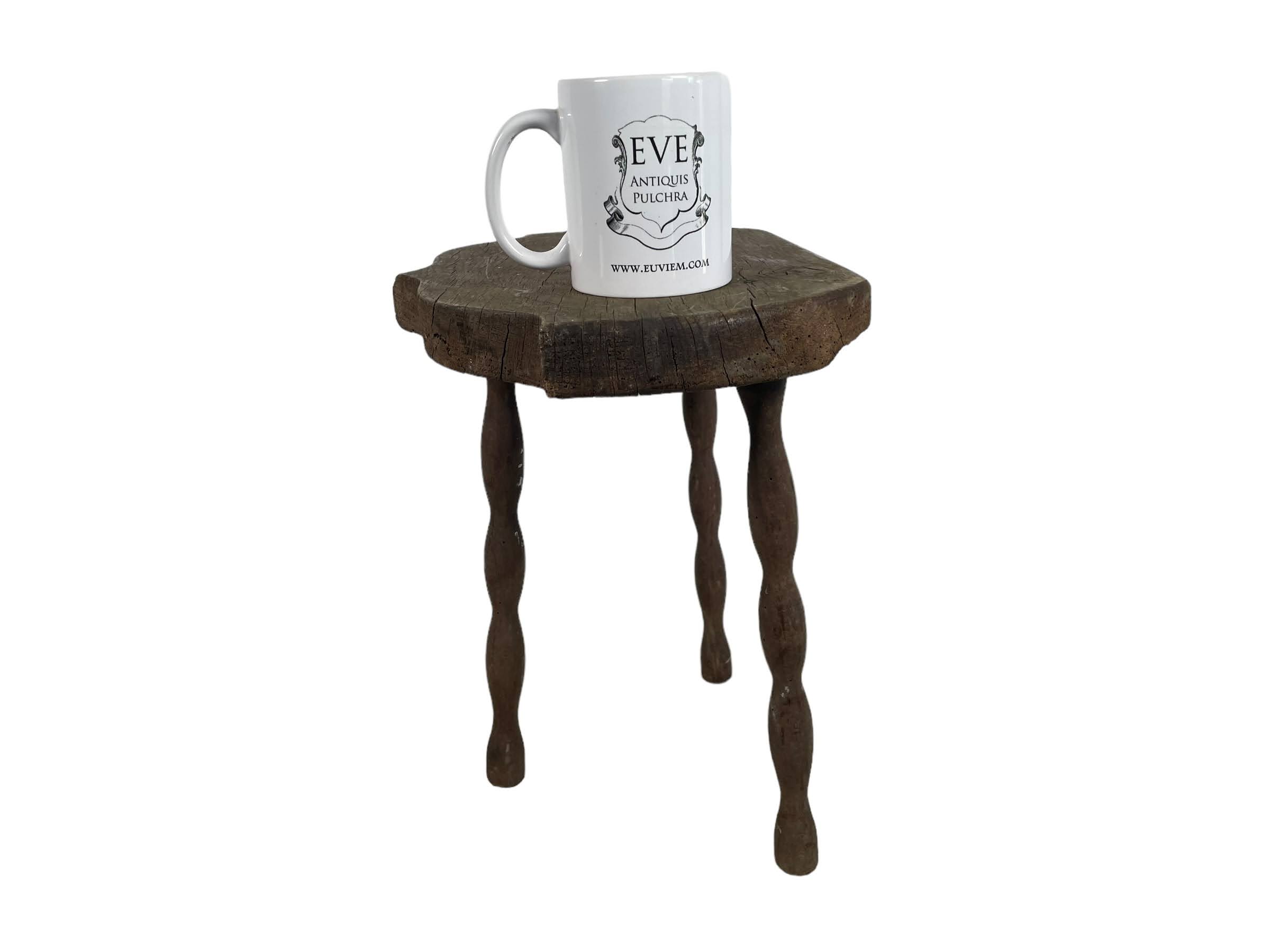 Antique French Stool Chair Wooden Kitchen Small Table Shaped Seat Plant Stand Plinth Tabouret c1900’s 2 Antique French Stool Chair Wooden Kitchen Small Table Shaped Seat Plant Stand Plinth Tabouret c1900's - Image 2