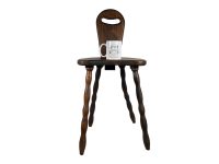 Alternative view of Vintage French Wooden Wood Milking Stool Chair Seat Kitchen Table Plant Pot Farm Cow Goat Tabouret With Backrest circa 1960's