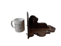 Alternative view of Antique French Shelf Small Plinth Wood Wooden Dark Brown Natural Wood Shelving Wall Stand Display Ornate c1910's