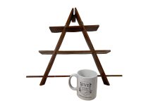 Alternative view of Vintage Asian Small Triangular Hanging Shelf Wall Display Wooden Wood StandOrnament Display Prop Design circa 1970's