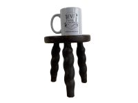 Alternative view of Vintage French Tiny Stool Plant Stand Seat Wooden Milking Kitchen Round Shaped Seat Twist Spiral Leg Rest Plinth Tabouret c1950-60's