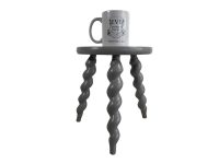 Alternative view of Vintage French Spiral Stand Plinth Plant Display Painted Grey Wooden Wood Kitchen Round Stool Rest Tabouret Small Table c1970-80's