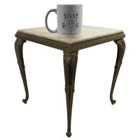 Alternative view of Vintage French Stone Topped Brass Table Stand Plinth Tabouret Sellette Ornate Regal c1950-60's