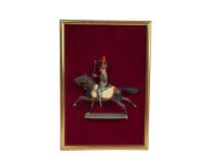 Alternative view of Vintage French Wooden Framed 1800's Model Soldier On Horseback Wall Mounted Display Set Of Three circa 1970's