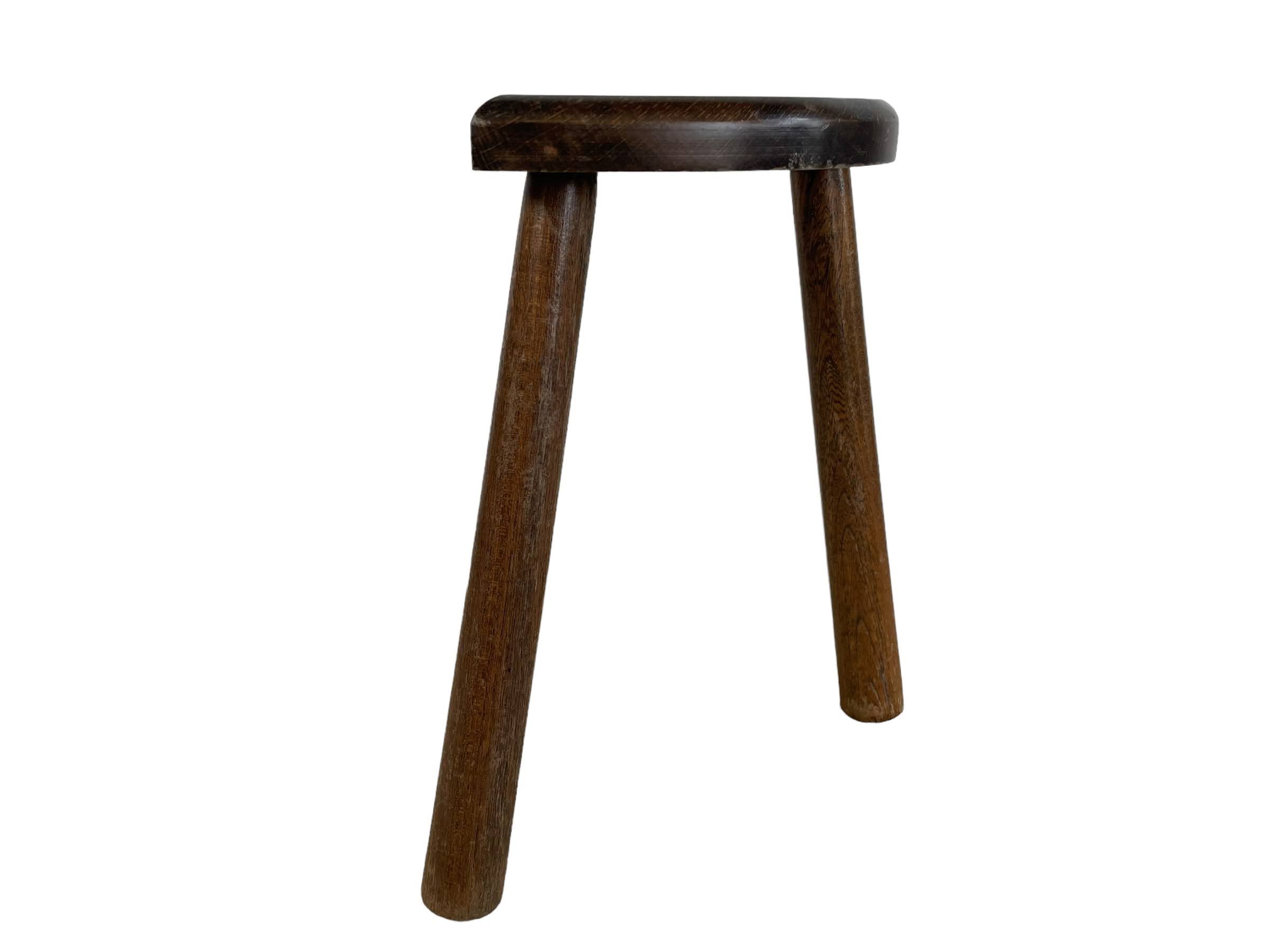 Stool Vintage French Wooden Wood Milking Chair Seat Kitchen Table Farm D Shaped Seat Plant Rest Stand Plinth Tabouret c1970’s 3 Stool Vintage French Wooden Wood Milking Chair Seat Kitchen Table Farm D Shaped Seat Plant Rest Stand Plinth Tabouret c1970's - Image 3