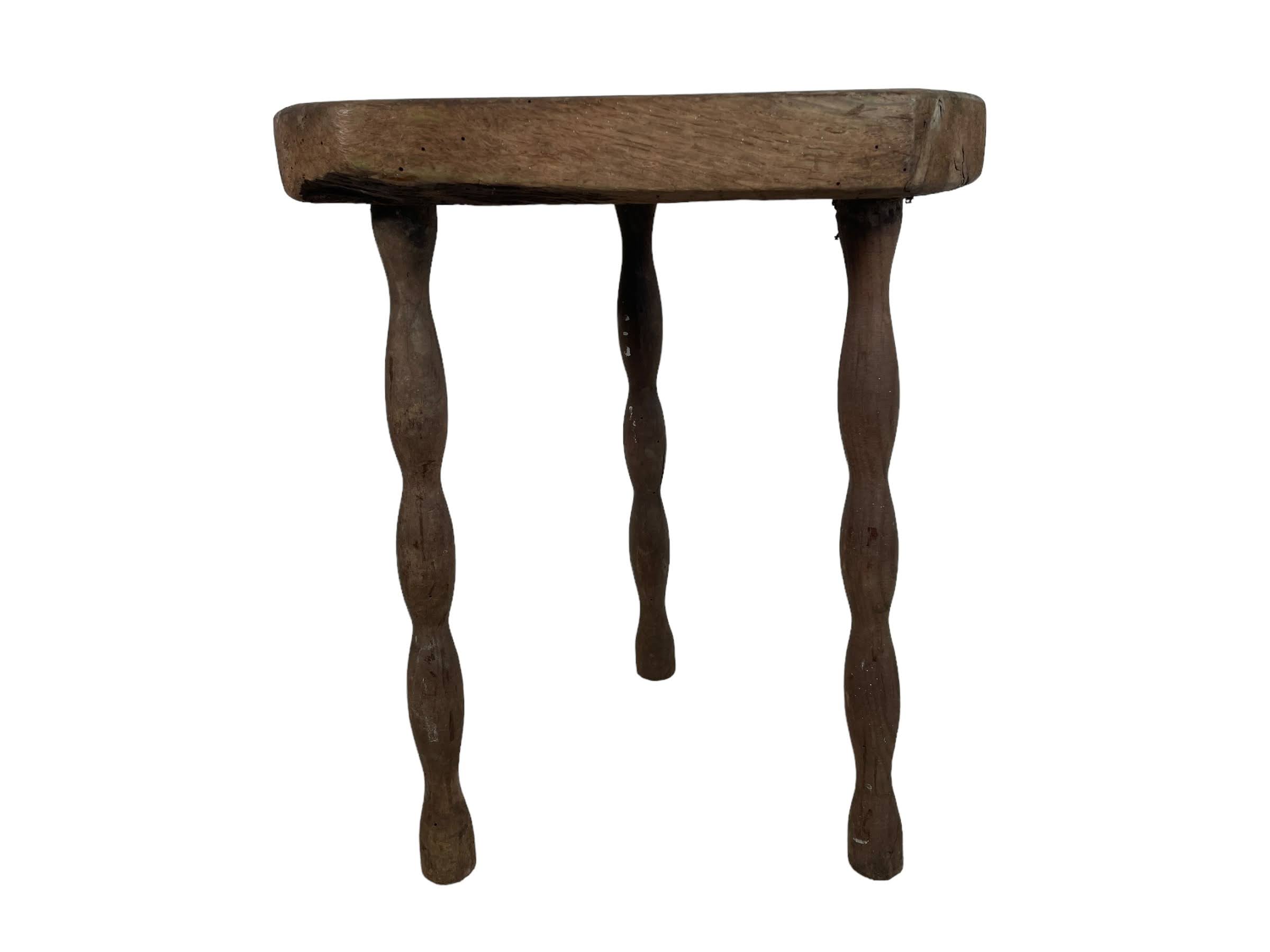 Antique French Stool Chair Wooden Kitchen Small Table Shaped Seat Plant Stand Plinth Tabouret c1900’s 3 Antique French Stool Chair Wooden Kitchen Small Table Shaped Seat Plant Stand Plinth Tabouret c1900's - Image 3