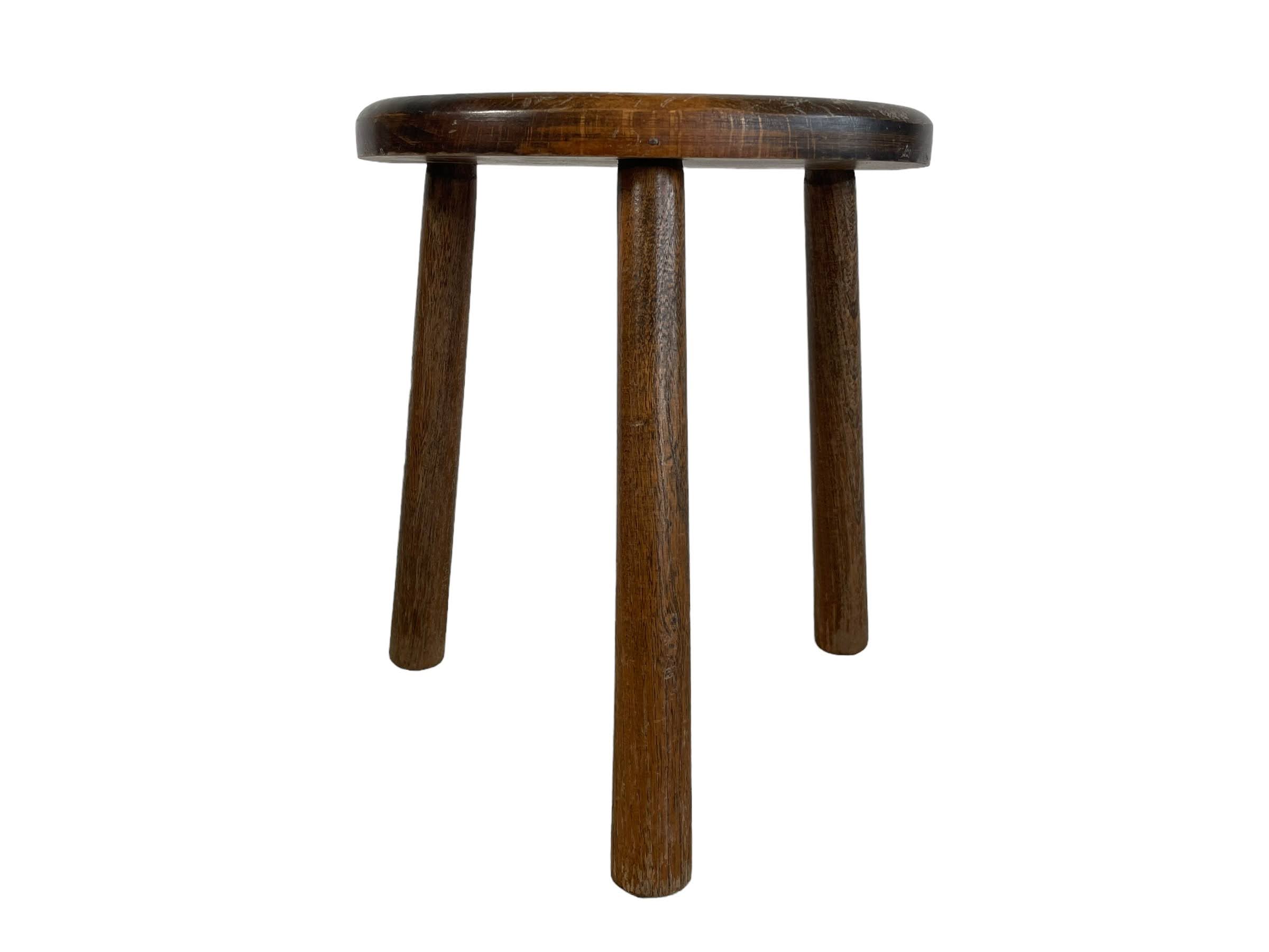 Stool Vintage French Wooden Wood Milking Chair Seat Kitchen Table Farm D Shaped Seat Plant Rest Stand Plinth Tabouret c1970’s 4 Stool Vintage French Wooden Wood Milking Chair Seat Kitchen Table Farm D Shaped Seat Plant Rest Stand Plinth Tabouret c1970's - Image 4