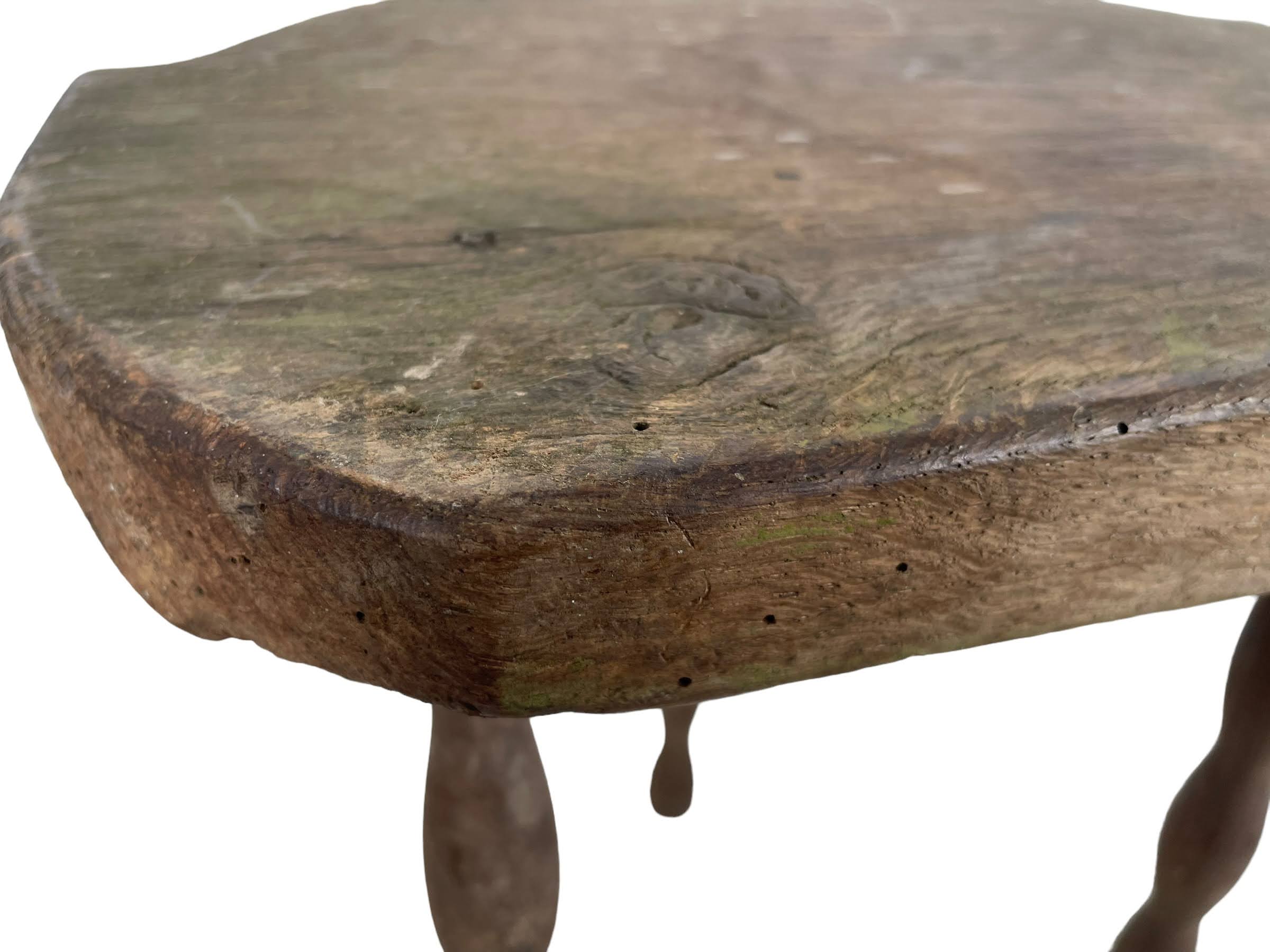 Antique French Stool Chair Wooden Kitchen Small Table Shaped Seat Plant Stand Plinth Tabouret c1900’s 4 Antique French Stool Chair Wooden Kitchen Small Table Shaped Seat Plant Stand Plinth Tabouret c1900's - Image 4