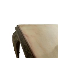 Alternative view of Vintage French Stone Topped Brass Table Stand Plinth Tabouret Sellette Ornate Regal c1950-60's