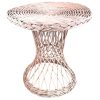 Vintage French Stool Wicker Rattan Woven Plinth Stand Display Seating Conservatory Painted Pink Plant Pot Stand Tabouret c1980-90's