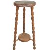 Vintage French Double Plant Stand Plinth Table Wooden Side Flower Pot Ornament Display Shelf Side Table Design Tabouret c1970's