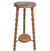 Vintage French Double Plant Stand Plinth Table Wooden Side Flower Pot Ornament Display Shelf Side Table Design Tabouret c1970's