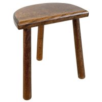 Stool Vintage French Wooden Wood Milking Chair Seat Kitchen Table Farm D Shaped Seat Plant Rest Stand Plinth Tabouret c1970's