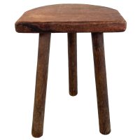 Stool Vintage French Wooden Wood Milking Chair Seat Kitchen Table Farm D Shaped Seat Plant Rest Stand Plinth Tabouret c1960-70's