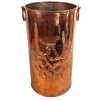 Vintage French Villedieu Copper Doorway Hallway Walking Stick Cane Umbrella Round Basket Pot Stand Holder Deer circa 1970-80's