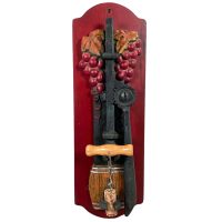 Vintage French Wall Mounted Metal Wooden Corkscrew Cork Puller Bottle Opener Bar Cafe Restaurant Decor circa 1990's