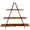 Vintage Asian Small Triangular Hanging Shelf Wall Display Wooden Wood StandOrnament Display Prop Design circa 1970's