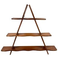 Vintage Asian Small Triangular Hanging Shelf Wall Display Wooden Wood StandOrnament Display Prop Design circa 1970's