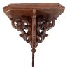 Antique French Shelf Small Plinth Wood Wooden Dark Brown Natural Wood Shelving Wall Stand Display Ornate c1910's