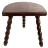 Vintage French Wooden Tripod Bobbin Leg Milking Stool Chair Seat Table Farm D Shaped Seat Plant Rest Stand Plinth Tabouret c1970's
