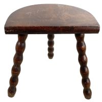 Vintage French Wooden Tripod Bobbin Leg Milking Stool Chair Seat Table Farm D Shaped Seat Plant Rest Stand Plinth Tabouret c1970’s Vintage French Wooden Tripod Bobbin Leg Milking Stool Chair Seat Table Farm D Shaped Seat Plant Rest Stand Plinth Tabouret c1970's