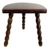 Vintage French Wooden Tripod Bobbin Leg Milking Stool Chair Seat Table Farm D Shaped Seat Plant Rest Stand Plinth Tabouret c1970's