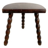 Vintage French Wooden Tripod Bobbin Leg Milking Stool Chair Seat Table Farm D Shaped Seat Plant Rest Stand Plinth Tabouret c1970’s Vintage French Wooden Tripod Bobbin Leg Milking Stool Chair Seat Table Farm D Shaped Seat Plant Rest Stand Plinth Tabouret c1970's