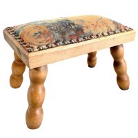 Vintage French Cushioned Bench Foot Stool Browns Flowers Cover Cushion Padded Bench Wooden Wood Chair Side Prop Bobbin Leg c1970’s Vintage French Cushioned Bench Foot Stool Browns Flowers Cover Cushion Padded Bench Wooden Wood Chair Side Prop Bobbin Leg c1970's