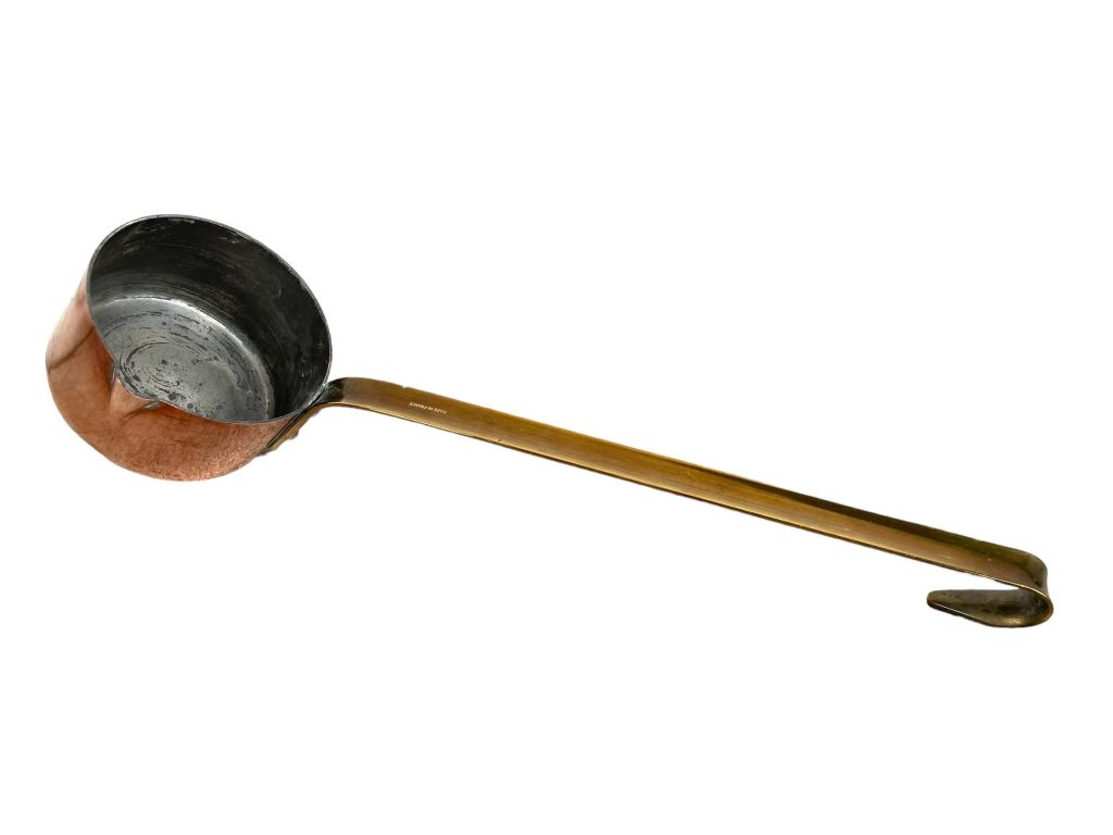 Vintage French Copper Brass Iron Metal Hanging Ladle Spoon Cutlery Cooking Kitchen Decor circa 1990's