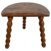 Vintage French Stool Chair Seat Wooden Milking Kitchen Table D Shaped Seat Bobbin Leg Plant Rest Stand Plinth Tabouret c1950-60's