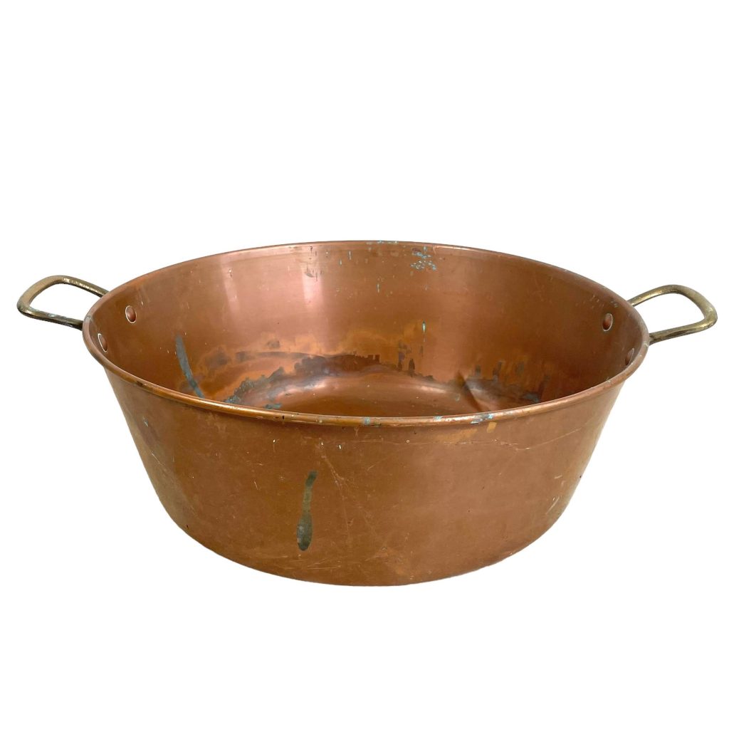 Vintage French Large Copper Metal Hanging Sugar Jam Pan Saucepan Cooking Pot Stove Top Traditional French Kitchen c1950-60’s
