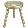 Vintage French Gold Country Cottage Stool Bobbin Style Turned Leg Table Wooden Wood Chair Seat Stand Pot Display Tabouret c1960-70's