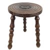 Antique French Stool Chair Large Carved Seat Wooden Kitchen Small Table Round Shaped Seat Plant Stand Plinth Tabouret c1880-1900's
