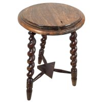 Vintage French Small Table Plinth Tabouret Wooden Wood Chair Seat Side Stand Flower Pot Ornament Display Prop Rustic Rural c1960-70's