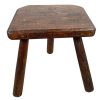 Vintage French Stool Farmhouse Homemade Wooden Milking Chair Seat Table D Shaped Seat Plant Rest Stand Plinth Tabouret c1950-60's
