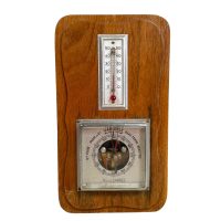 Vintage French Metal Wood Barometer Barometre Thermometer Weather Forecasting Instrument Hanging Wall c1960-70's