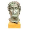 Vintage Greek Alexandre Bronzed Plaster Wood Stand Bust Head Ornament Figurine Display Gift c1980's