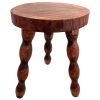 Vintage French Stool Chair Seat Wooden Milking Kitchen Round Shaped Seat Bobbin Leg Plant Rest Stand Plinth Tabouret c1970-80's