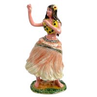 Alternative view of Vintage Decorated Hula Hula Girl Enamelled Metal Rhinestone Decorated Gift Trinket Jewellery Jewelry Box Necklace Storage c2000